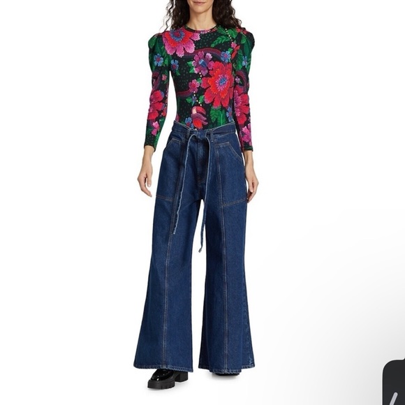 Anthropologie Farm High Rise Wide Leg Rio Palazzo Jeans Blue Denim Size 23 NWT - Picture 5 of 10